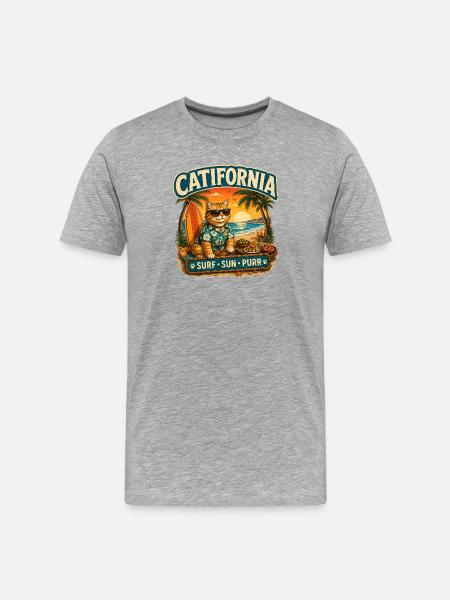 Paws around the World - Catifornia - Men's Premium Organic T-Shirt - heather grey