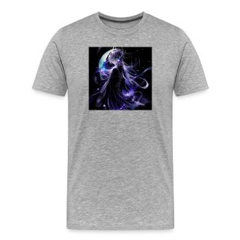 Celestial Moon Goddess Fantasy Art – Cosmic Purple - Männer Premium Bio T-Shirt - Grau meliert - Vorne - Damien (186cm)