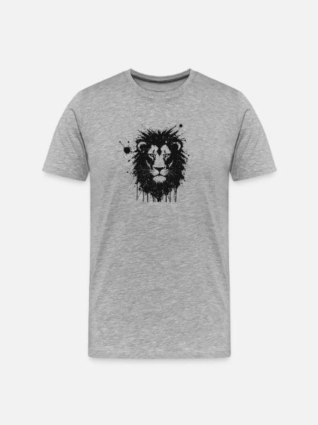Lion Artistic Splatter - Men's Premium Organic T-Shirt - heather grey