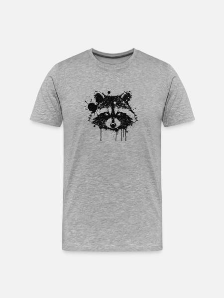 Raccoon Ink Splattered - Men's Premium Organic T-Shirt - heather grey