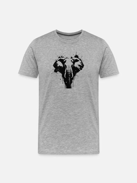 Elephant Art Splash Black - Männer Premium Bio T-Shirt - Grau meliert