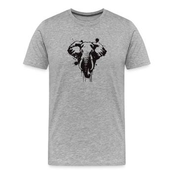 Elephant Grunge Heart Ink - Men's Premium Organic T-Shirt - heather grey - Front - Damien (186cm)