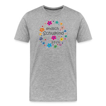 Enfin écolier en 2026 - T-shirt bio Premium Homme - gris chiné - Devant - Damien (186cm)