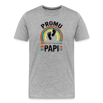 Befördertes Opa-Geschenk Retro-Schwangerschaftsansage - Männer Premium Bio T-Shirt - Grau meliert - Vorne - Damien (186cm)