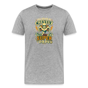 Super Papi Pas Besoin De Cheveux Humour - T-shirt bio Premium Homme - gris chiné - Devant - Damien (186cm)