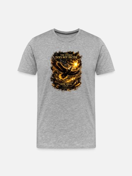 EAGLE-THE_STORM_DOES_NOT_DECIDE_HOW HIGH I FLY - Men's Premium Organic T-Shirt - heather grey