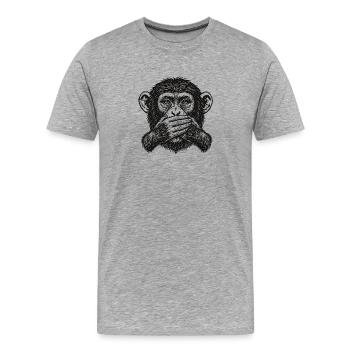Monkey Say Nothing - Men's Premium Organic T-Shirt - heather grey - Front - Damien (186cm)