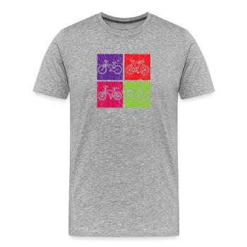 Pop Art coloré de vélo usé - T-shirt bio Premium Homme - gris chiné - Devant - Damien (186cm)