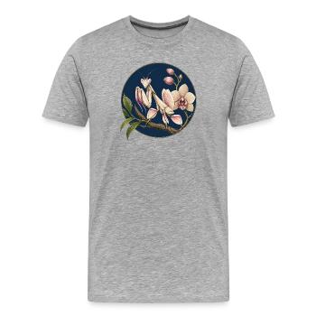 Mante religieuse sur orchidées - T-shirt bio Premium Homme - gris chiné - Devant - Damien (186cm)
