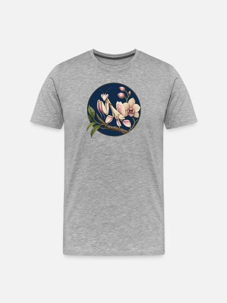 Praying Mantis on Orchids - Men's Premium Organic T-Shirt - heather grey