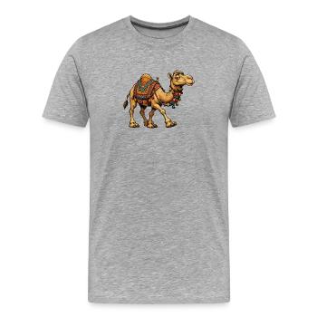 Colorful Camel with Tassel Jewelry - Men's Premium Organic T-Shirt - heather grey - Front - Damien (186cm)