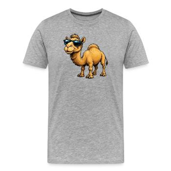 Camel with sunglasses - Men's Premium Organic T-Shirt - heather grey - Front - Damien (186cm)
