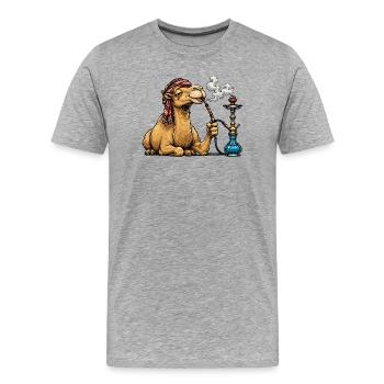Camel with Shisha Cartoon - Men's Premium Organic T-Shirt - heather grey - Front - Damien (186cm)