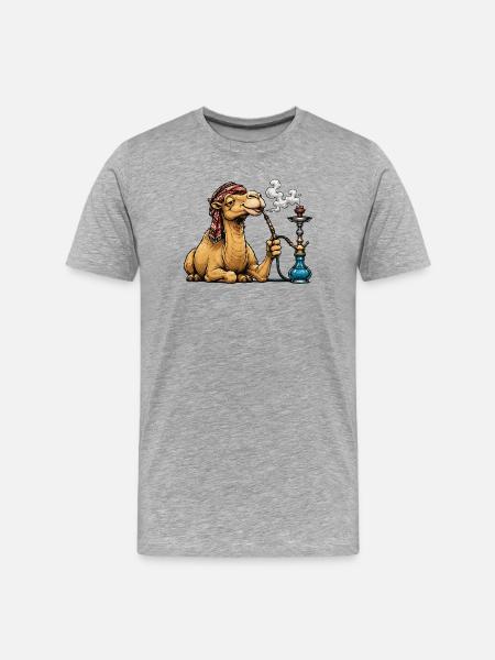 Camel with Shisha Cartoon - Men's Premium Organic T-Shirt - heather grey