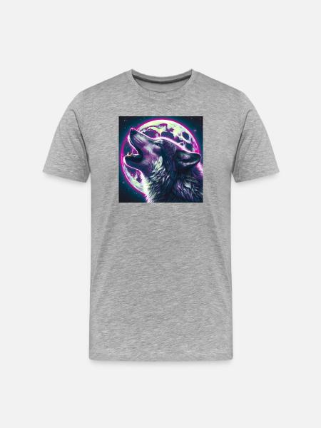 Wolf howls at the Full Moon - Men's Premium Organic T-Shirt - heather grey