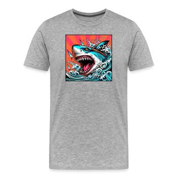 Requin - T-shirt bio Premium Homme - gris chiné - Devant - Damien (186cm)