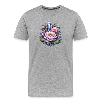Lotus de Cristal dans le Jardin de Cristal - T-shirt bio Premium Homme - gris chiné - Devant - Damien (186cm)