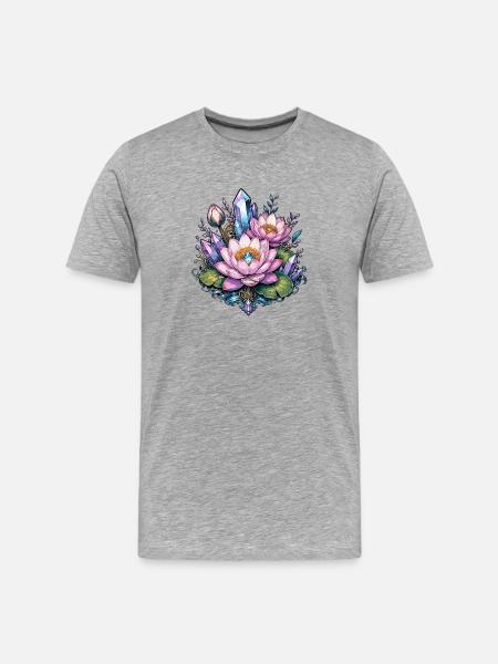 Kristalllotus im Kristallgarten - Männer Premium Bio T-Shirt - Grau meliert