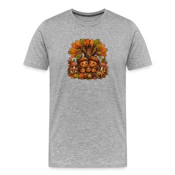 Chestnut family in autumn forest - Men's Premium Organic T-Shirt - heather grey - Front - Damien (186cm)