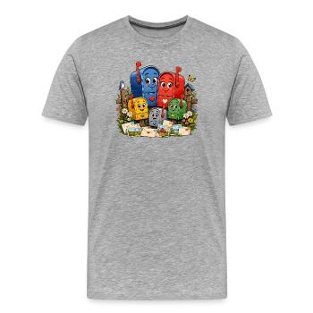 Cheerful mailboxes in the garden - Men's Premium Organic T-Shirt - heather grey - Front - Damien (186cm)