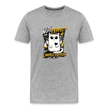 Not Perfect – Limited Cat Edition - Men's Premium Organic T-Shirt - heather grey - Front - Damien (186cm)