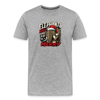 Elephant Christmas Never Forgotten - Men's Premium Organic T-Shirt - heather grey - Front - Damien (186cm)