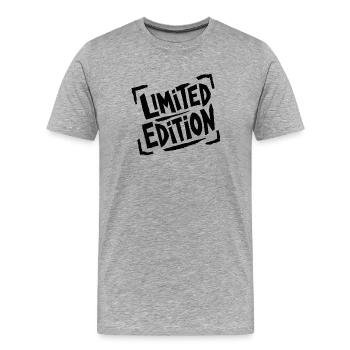 Limited Edition – Schwarzer Spruch & Statement - Männer Premium Bio T-Shirt - Grau meliert - Vorne - Damien (186cm)