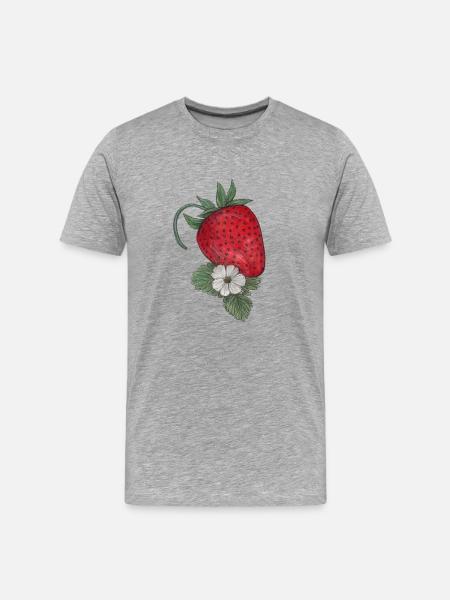 Strawberry dream with blossom - Men's Premium Organic T-Shirt - heather grey