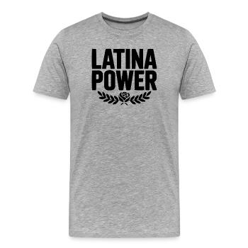 Latina Power - Men's Premium Organic T-Shirt - heather grey - Front - Damien (186cm)