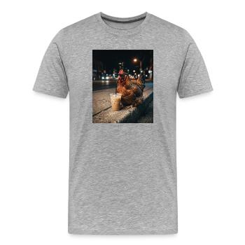 Night mood chicken with coffee - Men's Premium Organic T-Shirt - heather grey - Front - Damien (186cm)