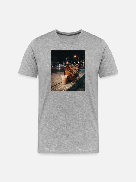 Night mood chicken with coffee - Men's Premium Organic T-Shirt - heather grey