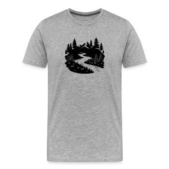 Flusslandschaft - Männer Premium Bio T-Shirt - Grau meliert - Vorne - Damien (186cm)