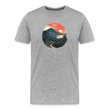 Lombok Sonnenuntergang Vulkan - Männer Premium Bio T-Shirt - Grau meliert - Vorne - Damien (186cm)