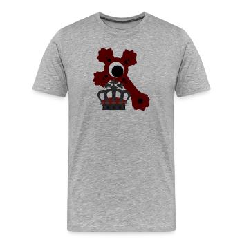 Royal crown and red gothic cross - Men's Premium Organic T-Shirt - heather grey - Front - Damien (186cm)