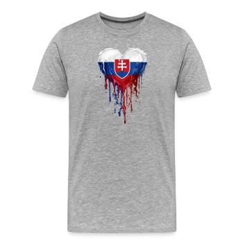 Drapeau du Cœur Drapeau de la Slovaquie - T-shirt bio Premium Homme - gris chiné - Devant - Damien (186cm)