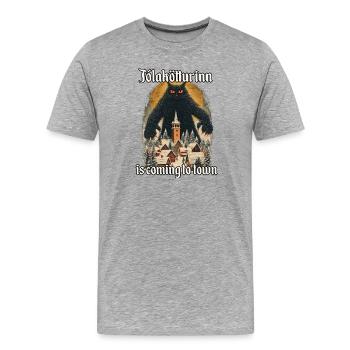 Jólakötturinn Yule Cat Icelandic Christmas Cat - Men's Premium Organic T-Shirt - heather grey - Front - Damien (186cm)
