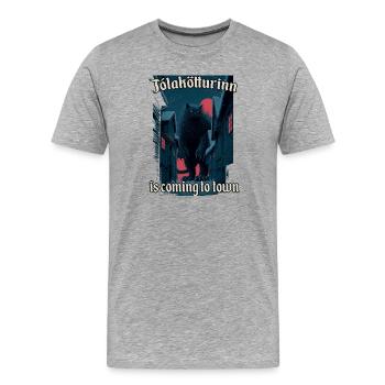 Yule Cat Fabelwesen ólakötturinn - Männer Premium Bio T-Shirt - Grau meliert - Vorne - Damien (186cm)