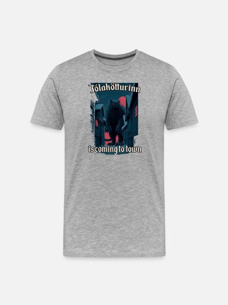 Yule Cat mythical creature ólakötturinn - Men's Premium Organic T-Shirt - heather grey