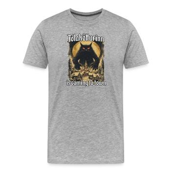Jólakötturinn Wilde Nordische Weihnachtskatze - Männer Premium Bio T-Shirt - Grau meliert - Vorne - Damien (186cm)