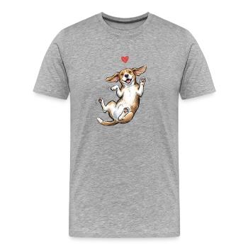 Cadeau pour chien Corgi Happy Heart - T-shirt bio Premium Homme - gris chiné - Devant - Damien (186cm)