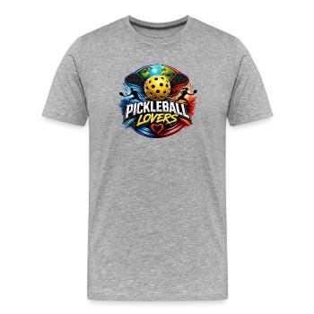 PICKLEBALL LOVERS - Men's Premium Organic T-Shirt - heather grey - Front - Damien (186cm)