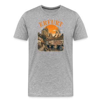  Vintage Erfurt Skyline historische Straßenansicht - Männer Premium Bio T-Shirt - Grau meliert - Vorne - Damien (186cm)