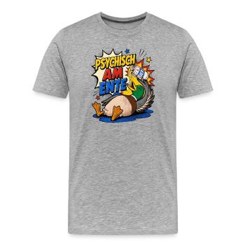  Enten, Bier saufen, Bierliebhaber, Pro-duck-tive - Männer Premium Bio T-Shirt - Grau meliert - Vorne - Damien (186cm)