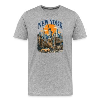 Vintage USA New York City Skyline NEW-YORK - Men's Premium Organic T-Shirt - heather grey - Front - Damien (186cm)