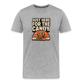 Halloween-Süßigkeiten – Nur hier wegen der Süßigkeiten - Männer Premium Bio T-Shirt - Grau meliert - Vorne - Damien (186cm)