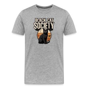 Black Cat Halloween – Black Cat Gesellschaft - Männer Premium Bio T-Shirt - Grau meliert - Vorne - Damien (186cm)