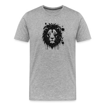 Black Lion Splattered Paintings - Men's Premium Organic T-Shirt - heather grey - Front - Damien (186cm)