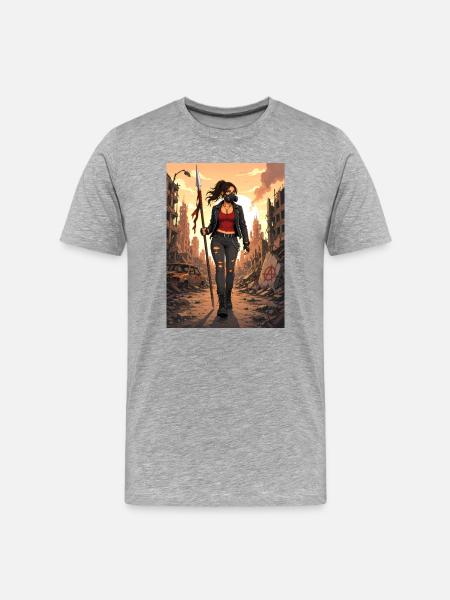 Punk Warrior in Ruins - Men's Premium Organic T-Shirt - heather grey