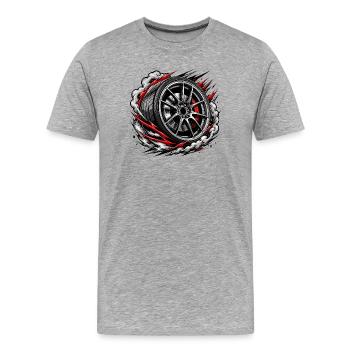 Rasende Felge im Wirbel - Männer Premium Bio T-Shirt - Grau meliert - Vorne - Damien (186cm)
