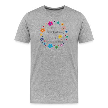 Einschulung 2026  - Männer Premium Bio T-Shirt - Grau meliert - Vorne - Damien (186cm)